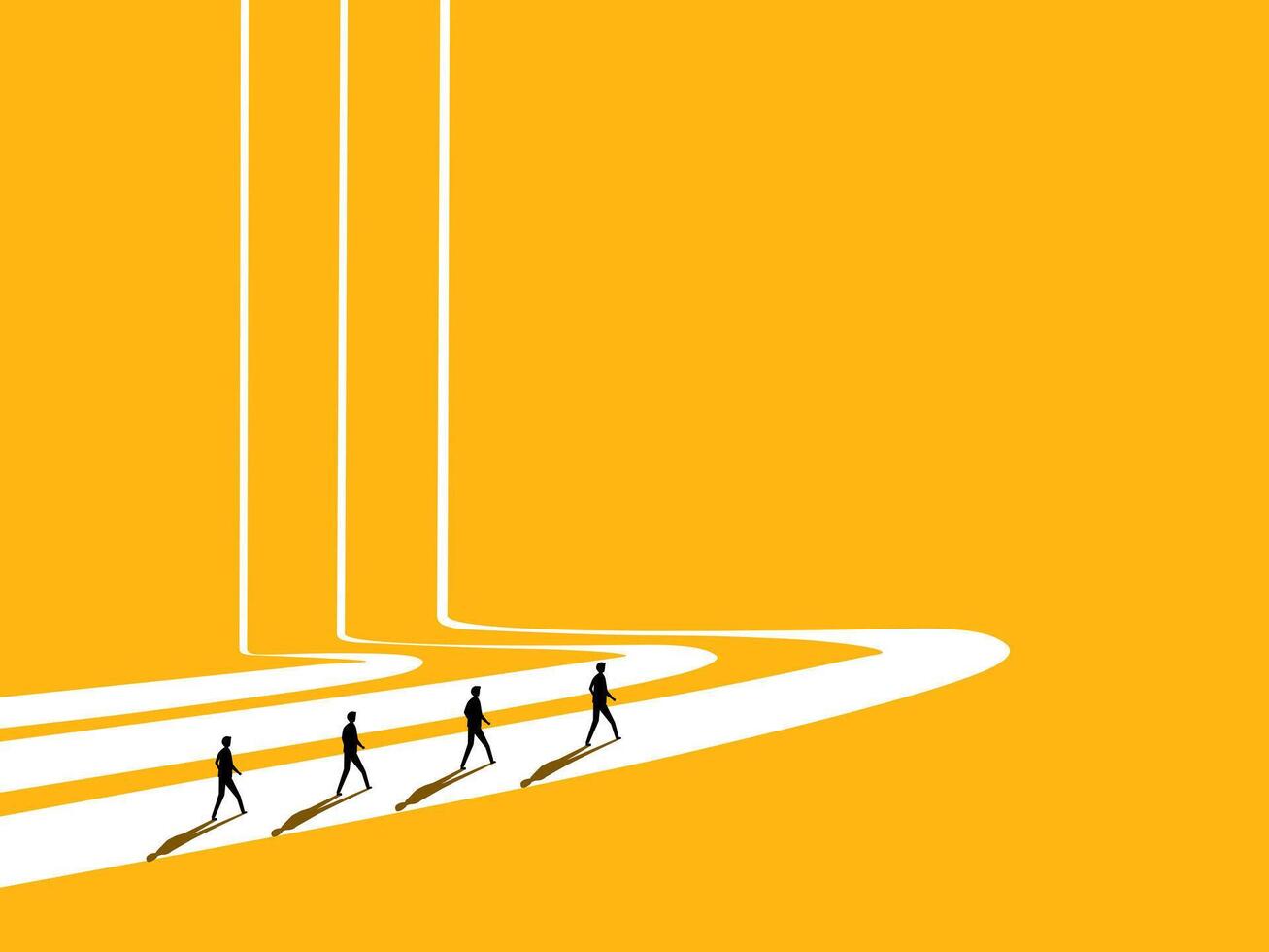 Unity for success. Businessman team walks on the same path vector
