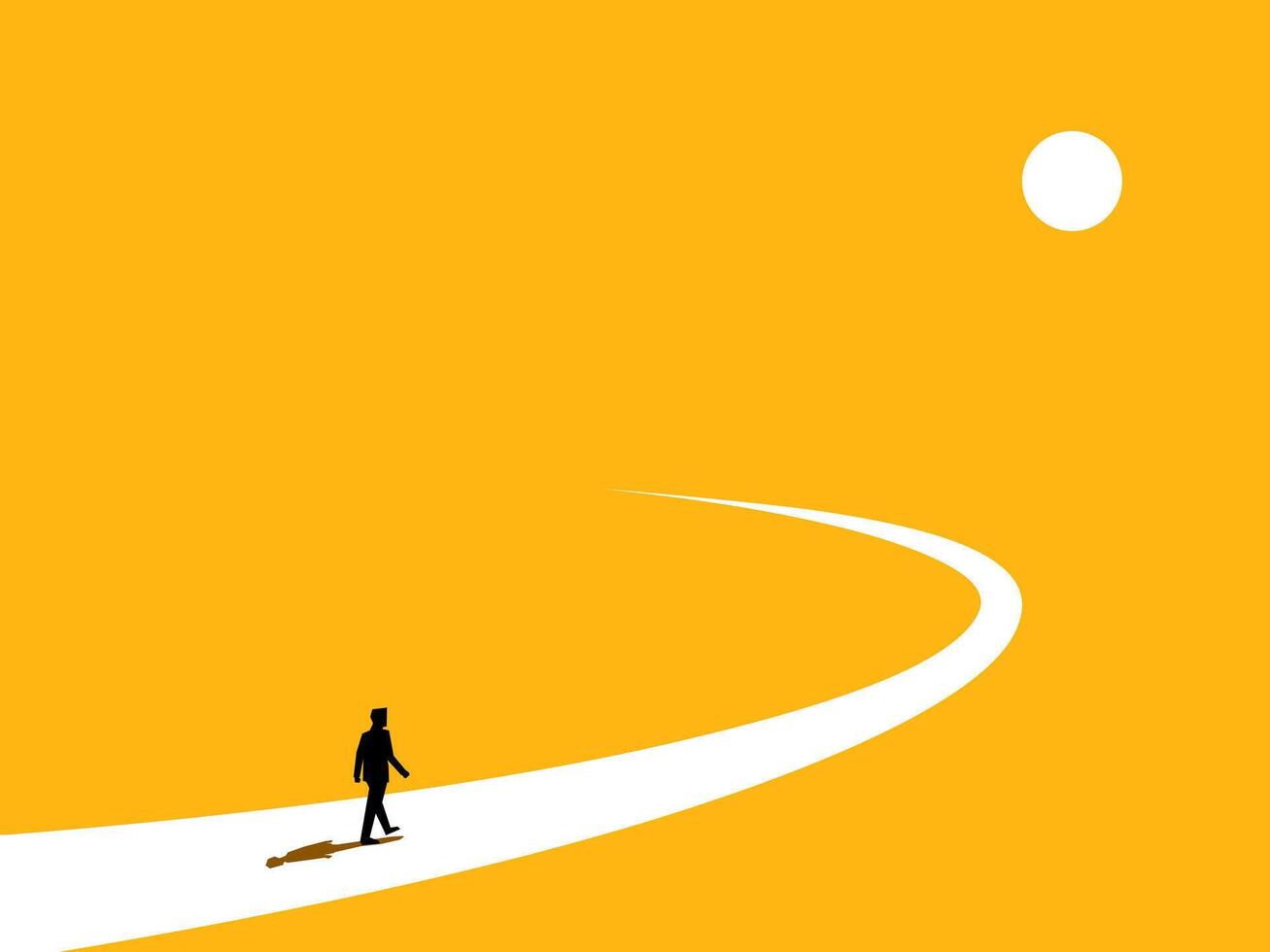 Challenging task, Final task. Businessman walking on the last curve of the road vector