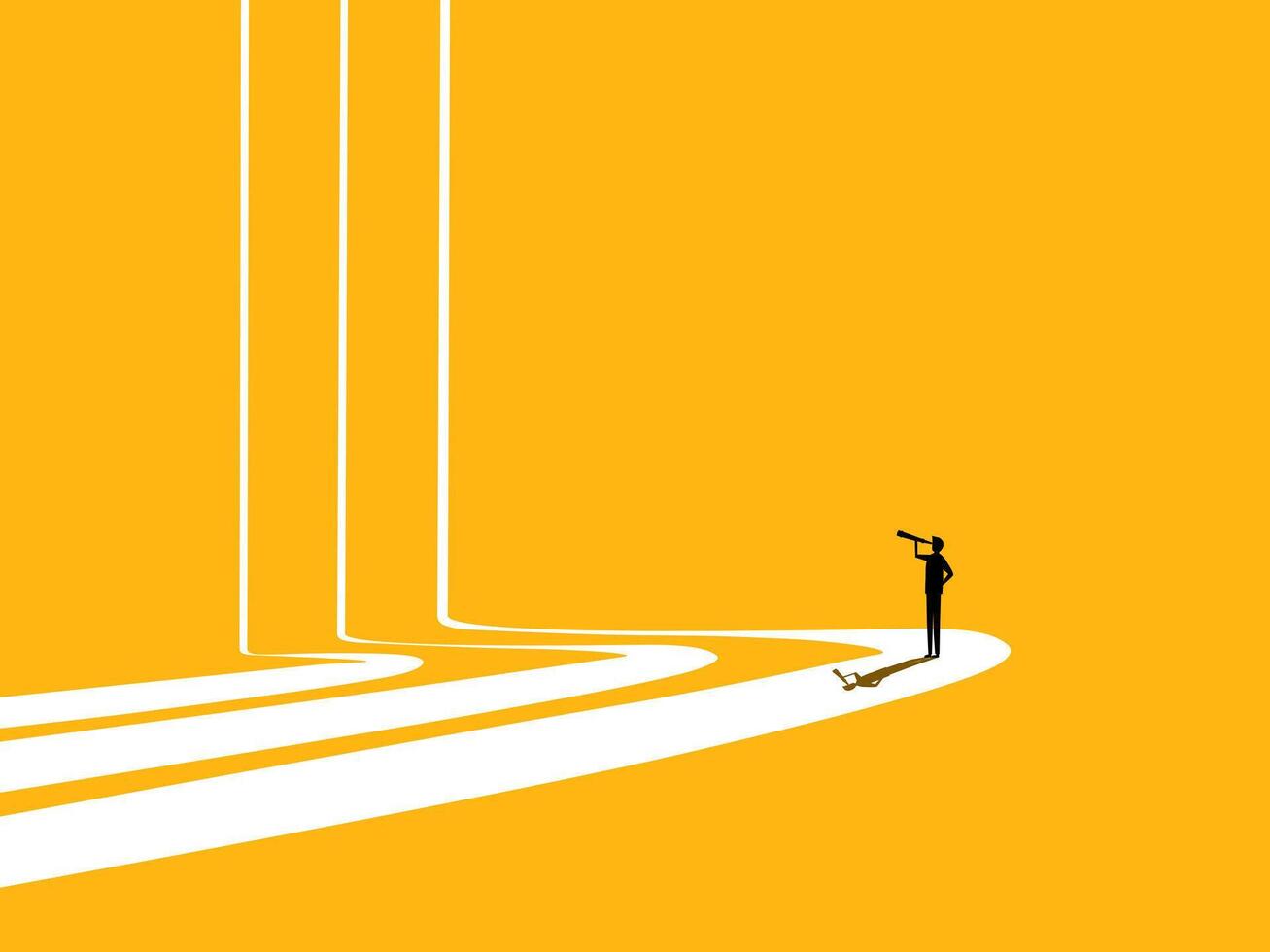 Leader vision. Businessman on a long path ahead vector