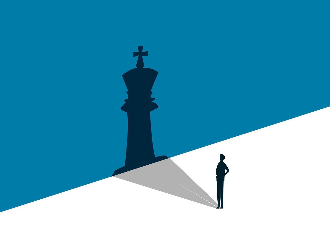 Confidence. Businessman Standing With Shadow Of King. vector