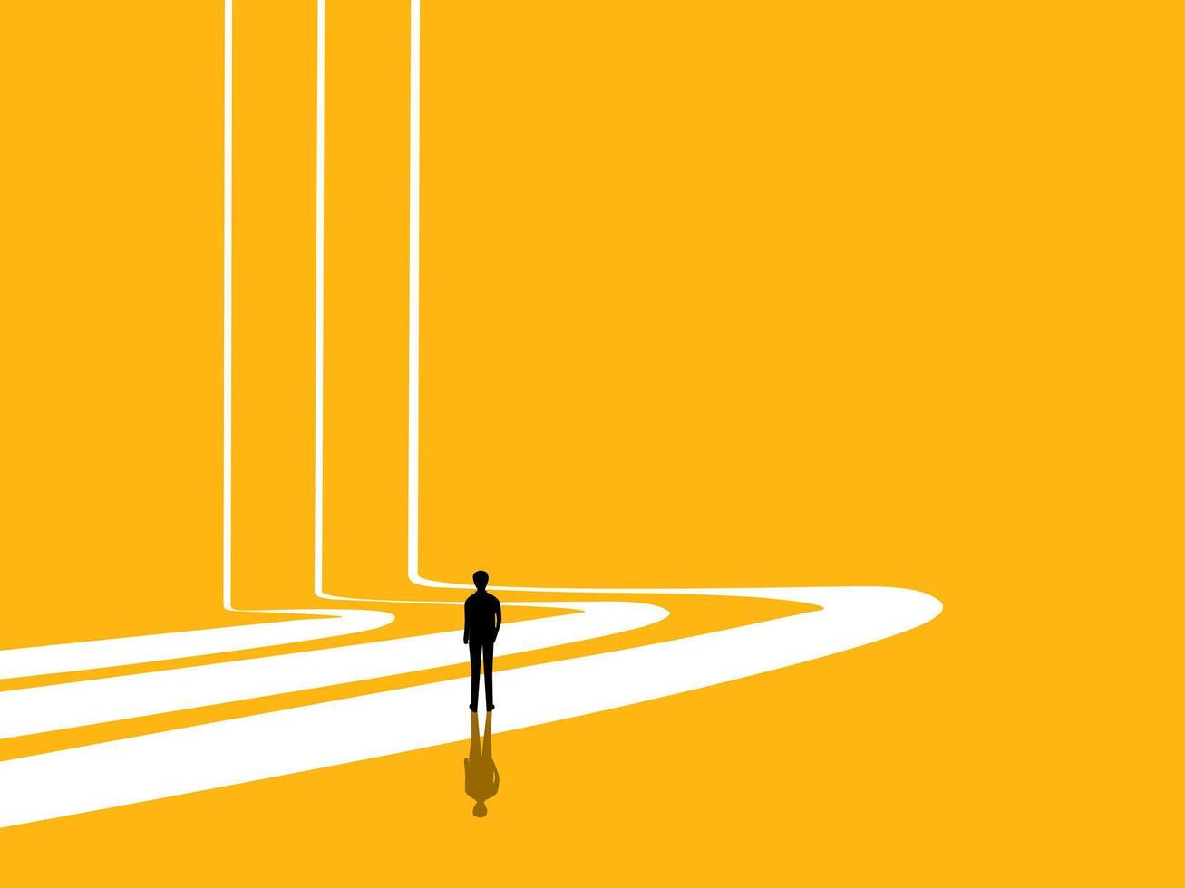 Vision. Businessman on a variety of paths vector