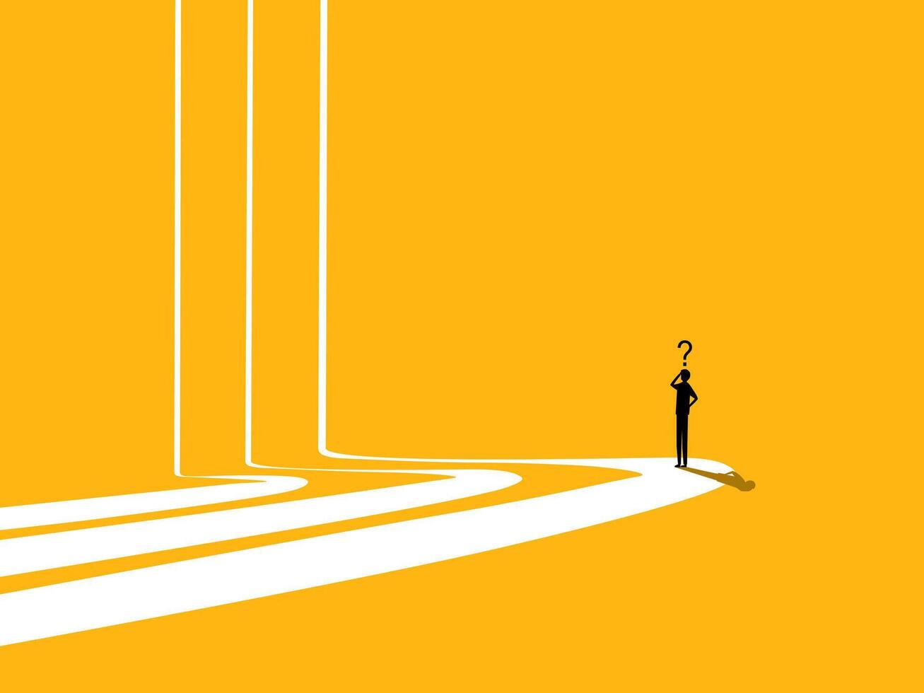 Choose a path. Businessman decides on a variety of paths vector