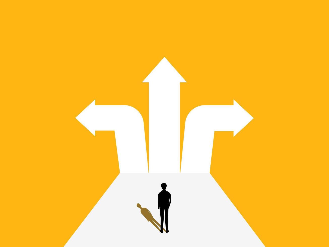 Personal path, opportunity. Businessman must decide on the path vector