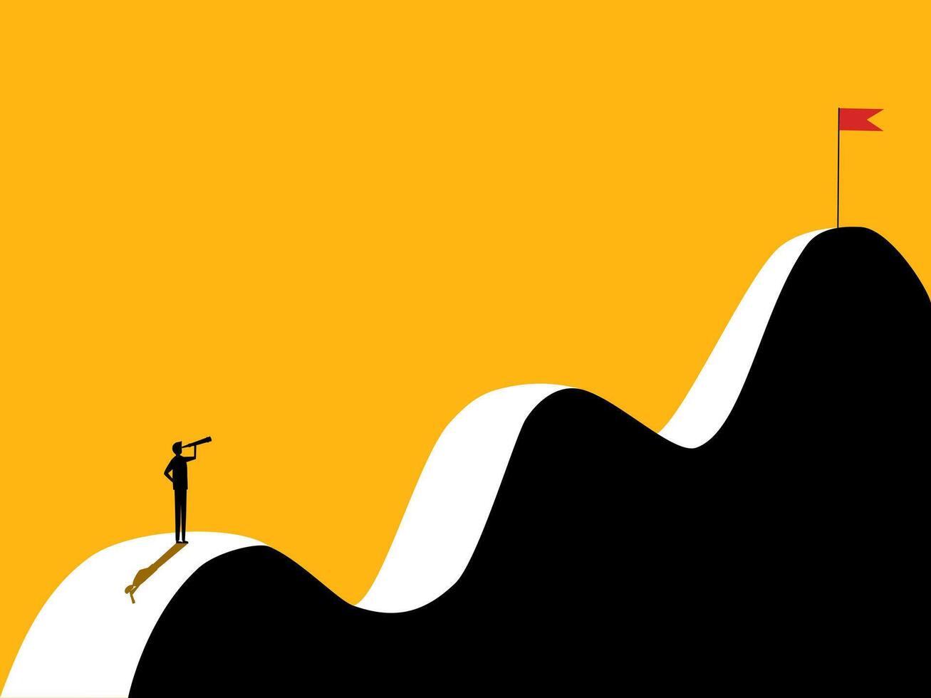 Find new challenges. Businessman looks towards goal ahead vector