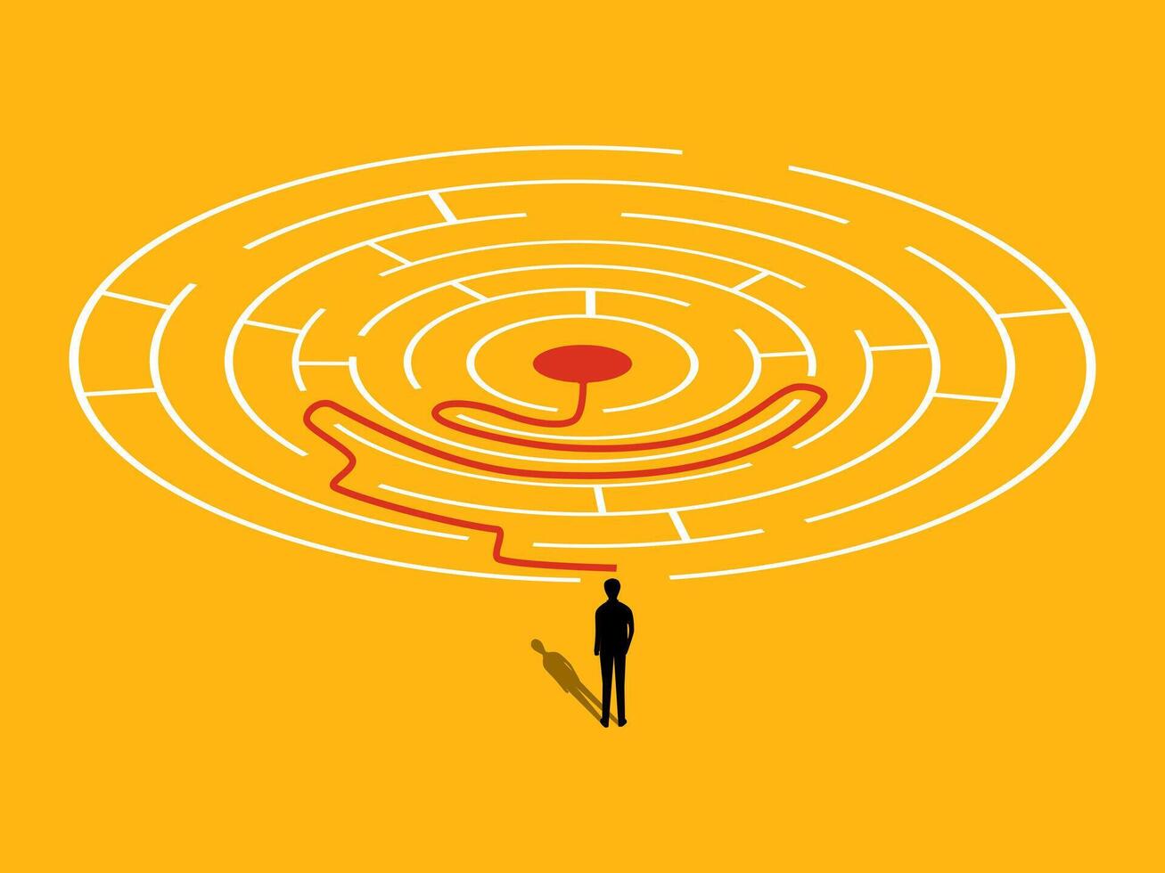 Make decisions and find success. Businessman solves a maze vector