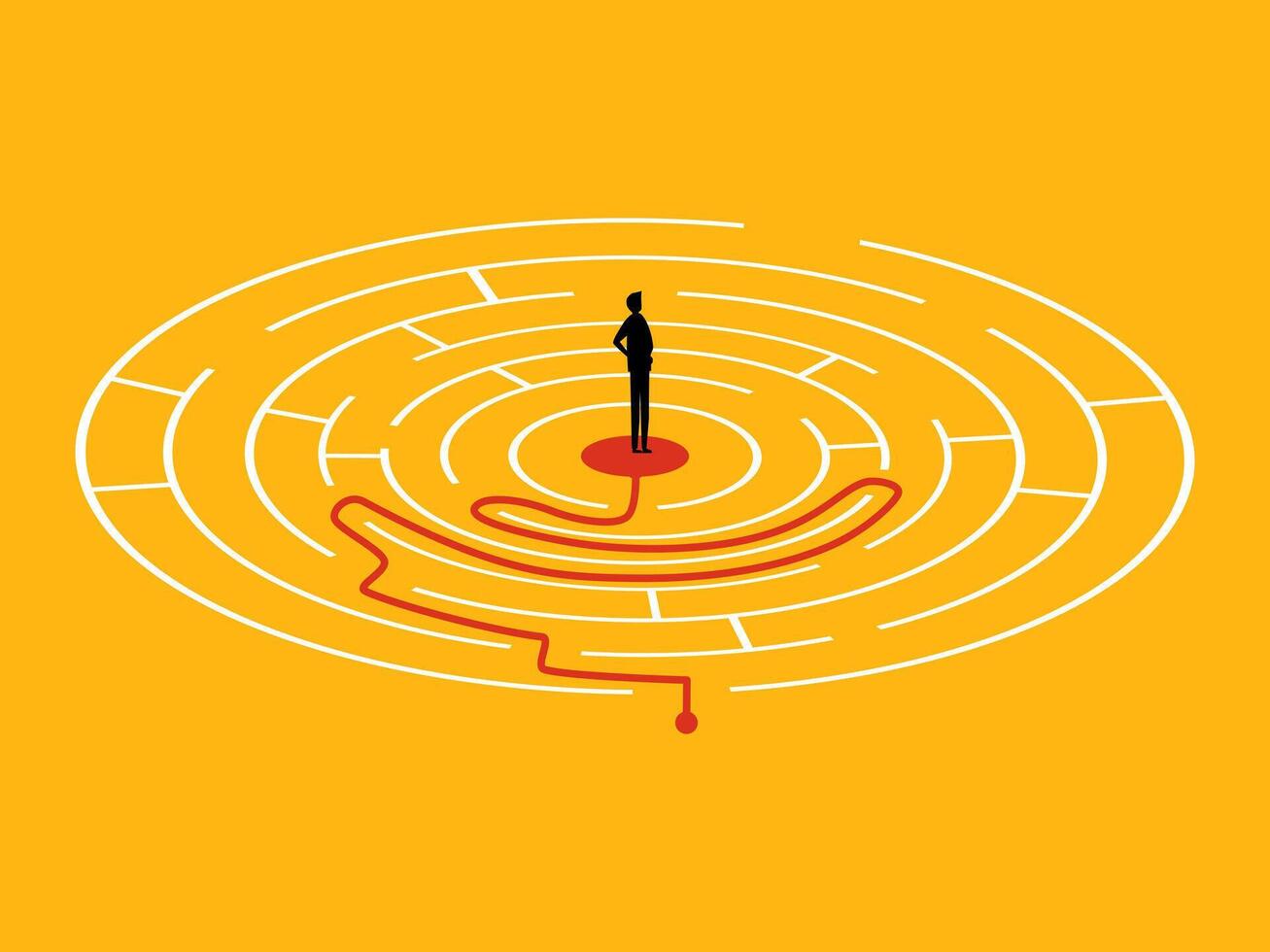a man is standing in the middle of a maze vector