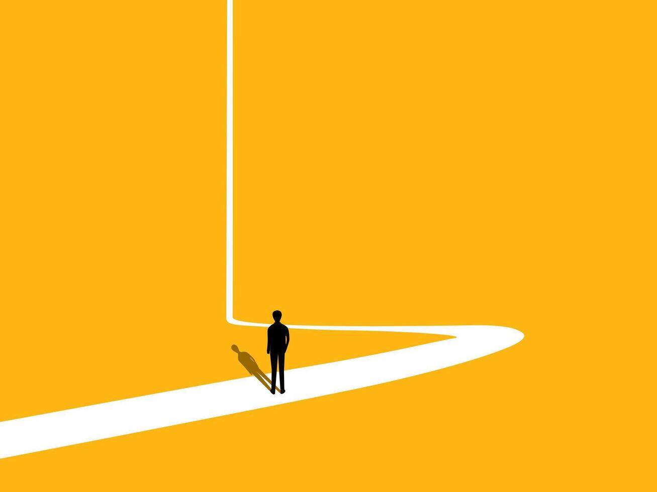 Leader vision. Businessman on a long path ahead vector