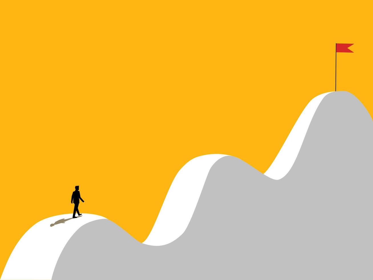 Challenge your abilities. Businessman walks towards goal of success vector