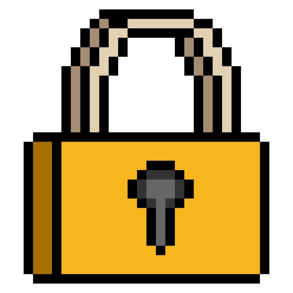 Padlock in pixel art style vector