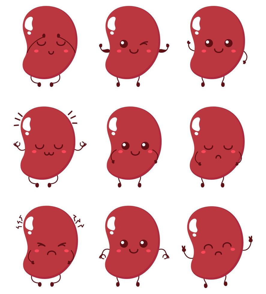 Funny human organ spleen character with hand drawn cartoon kawaii character vector