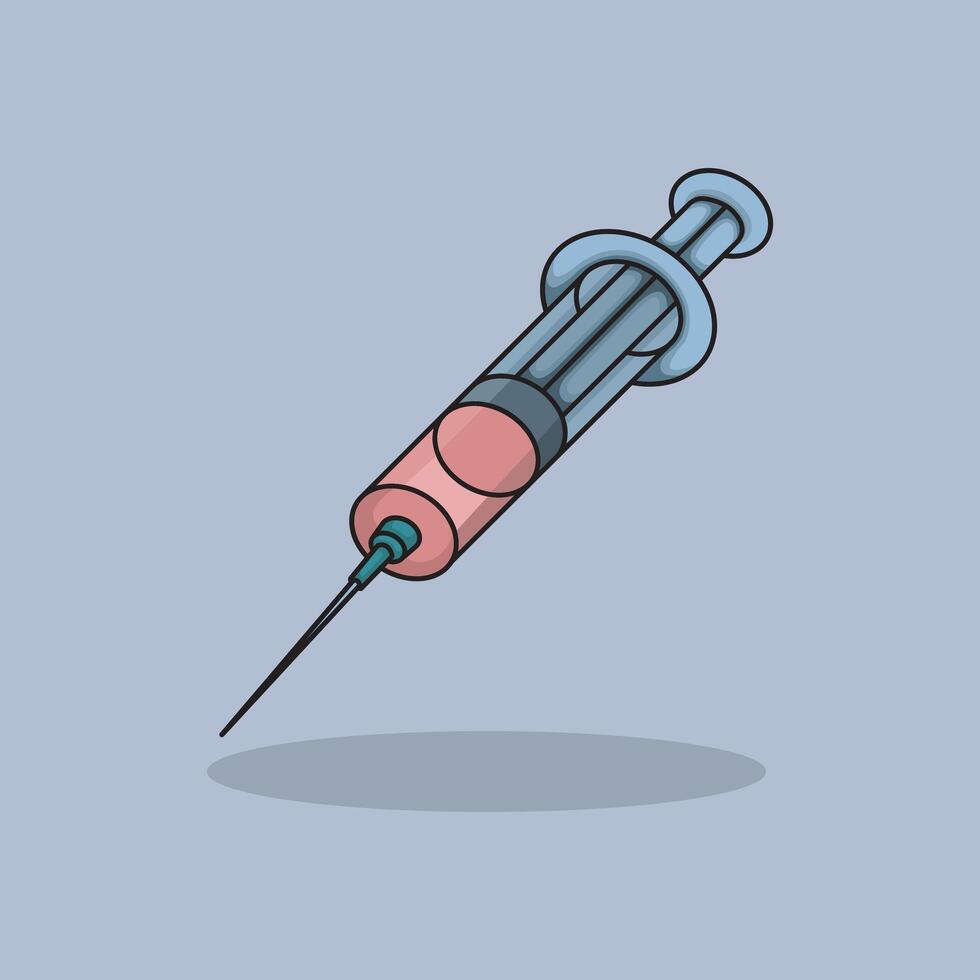 Syringe Injection Medical Health Cartoon design illustration and icon for website, digital and print vector