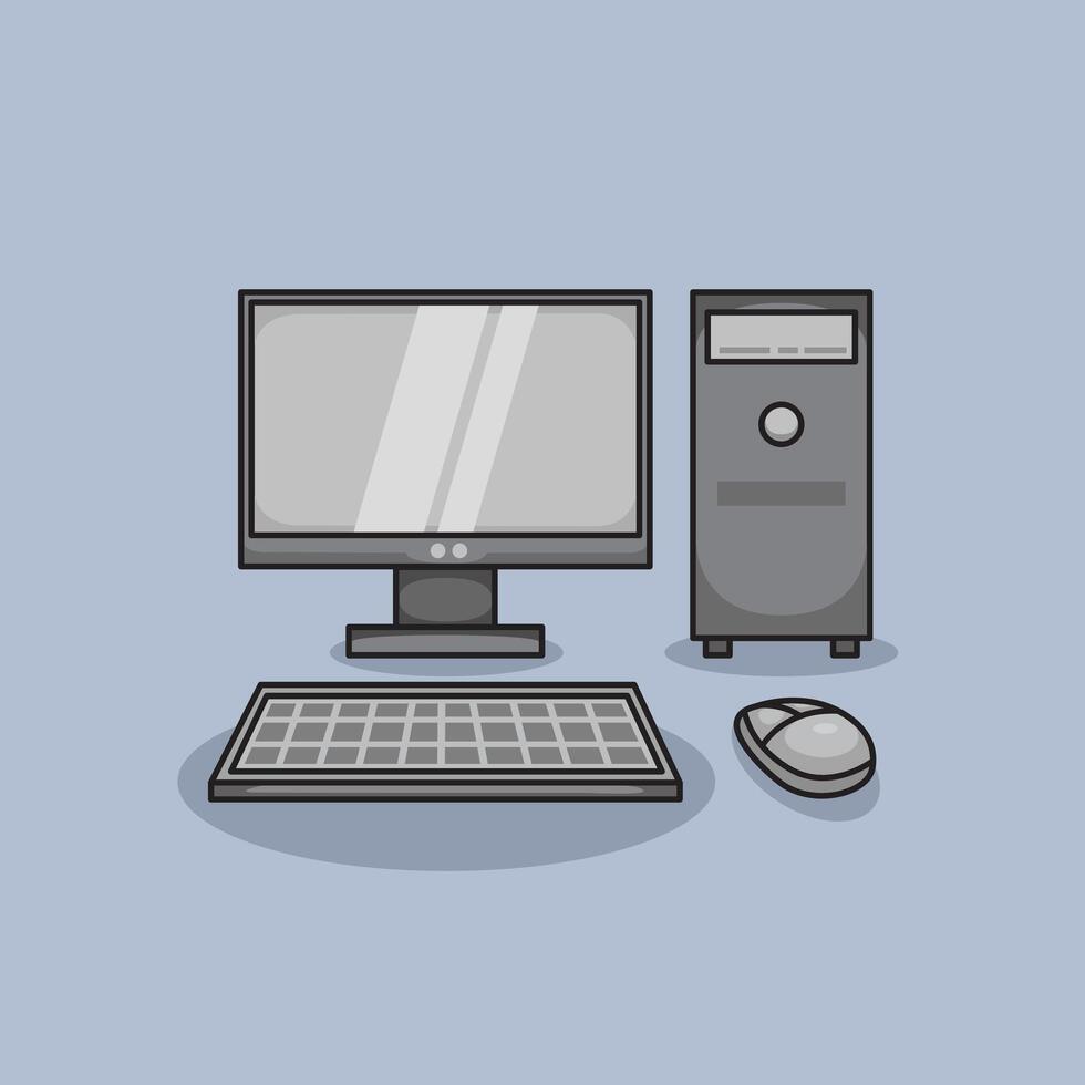 illustration Computer. design Desktop. PC Desktop Computer design illustration and icon for website, digital and print vector