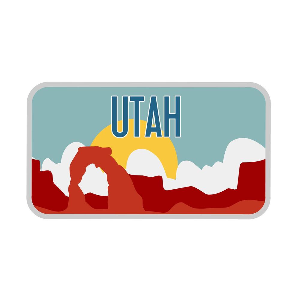 Utah State Sunset with Arch Illustration is perfect for print, apparel, sticker, etc vector