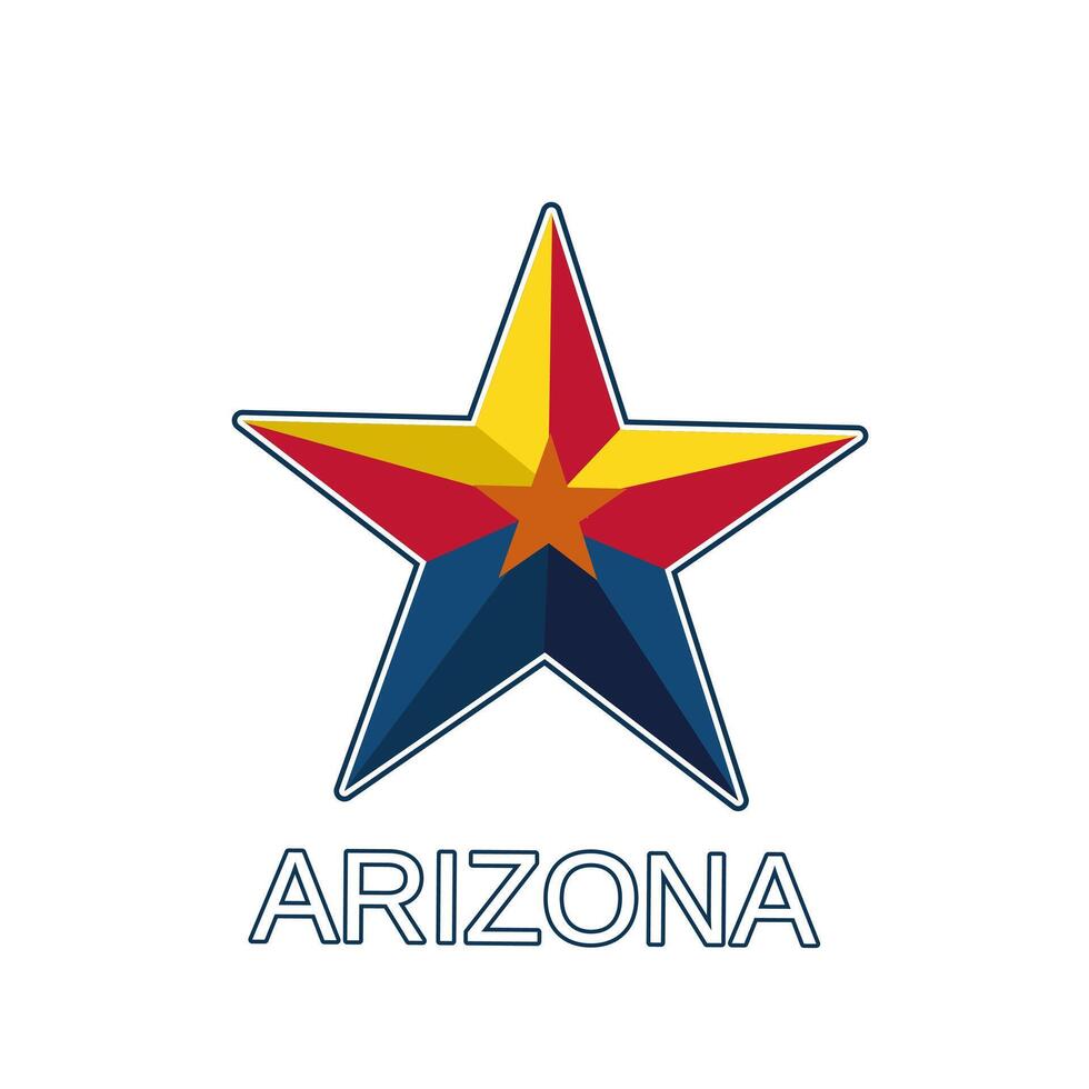 Arizona State Icon with Star Design and Southwest Colors perfect for apparel, print, sticker vector