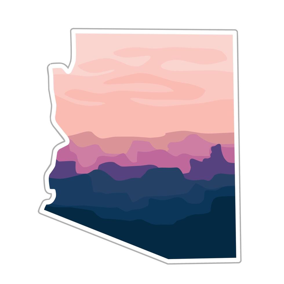 Arizona Outline Map With Canyonlands View perfect for print, apparel, etc vector