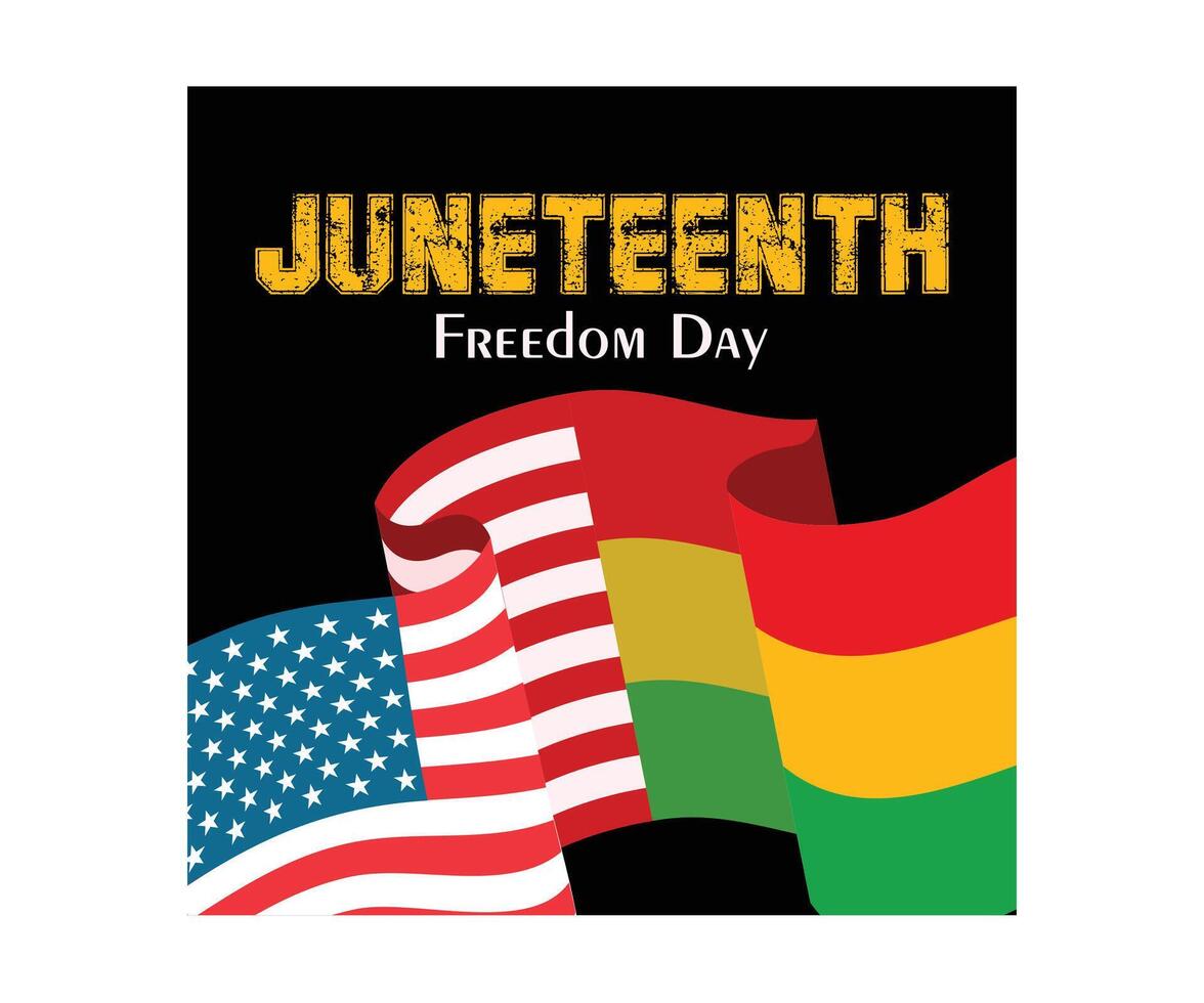 American and African flags. The end of slavery in America in 1865. Juneteenth concept. Flat illustration. vector