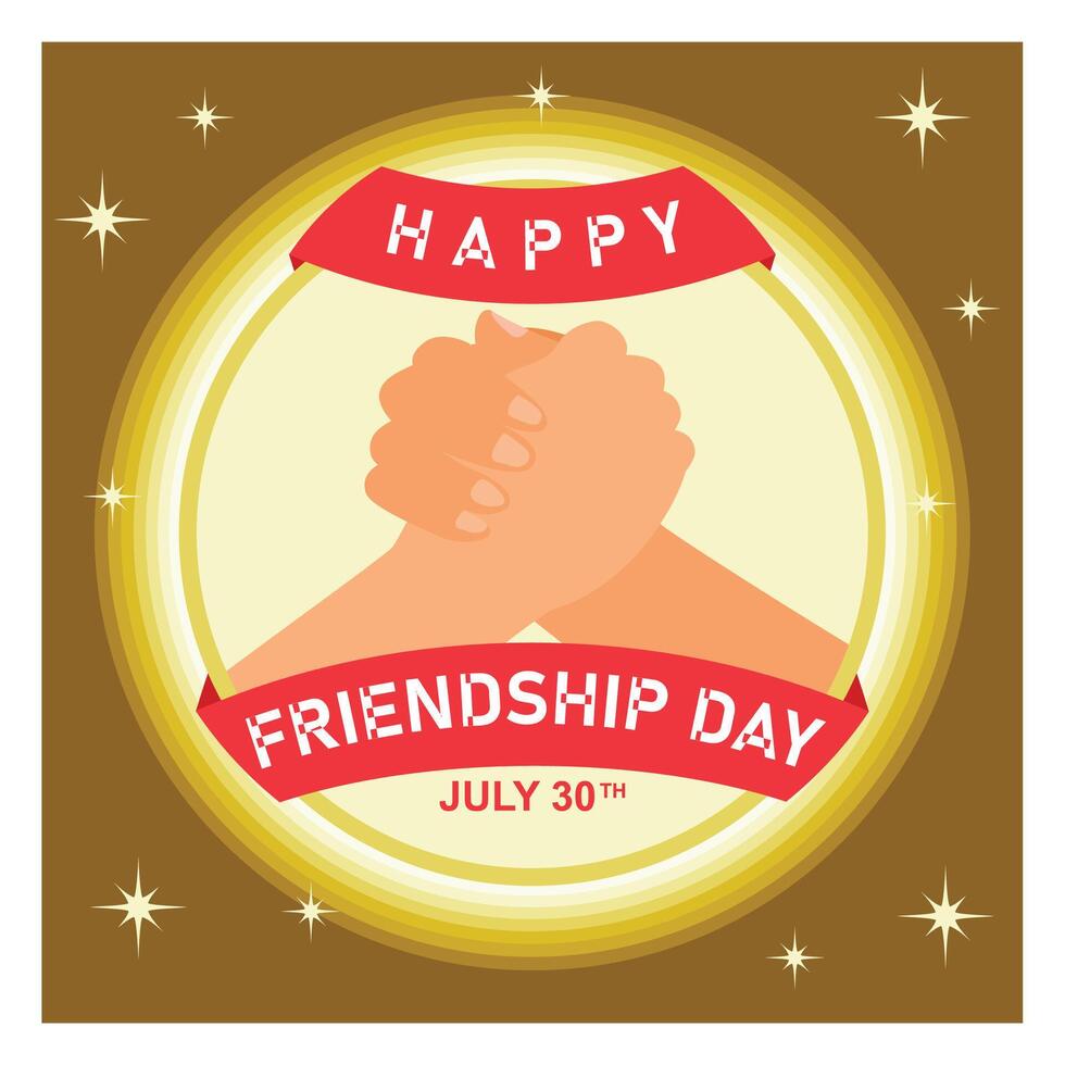 Two hands come together and shake hands. World Friendship Day symbol. Friendship Day concept. Flat illustration. vector