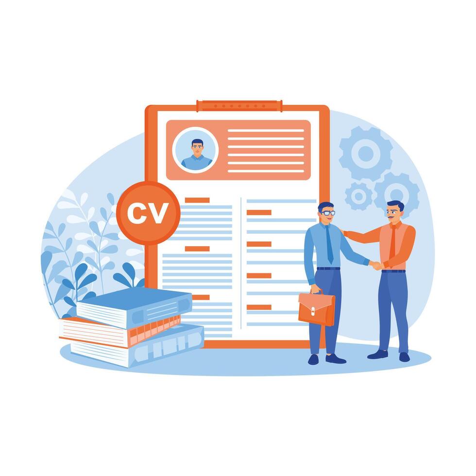 Job vacancies and CV. Employers accept employees after reading the resume. Open vacancy concept. Flat illustration. vector