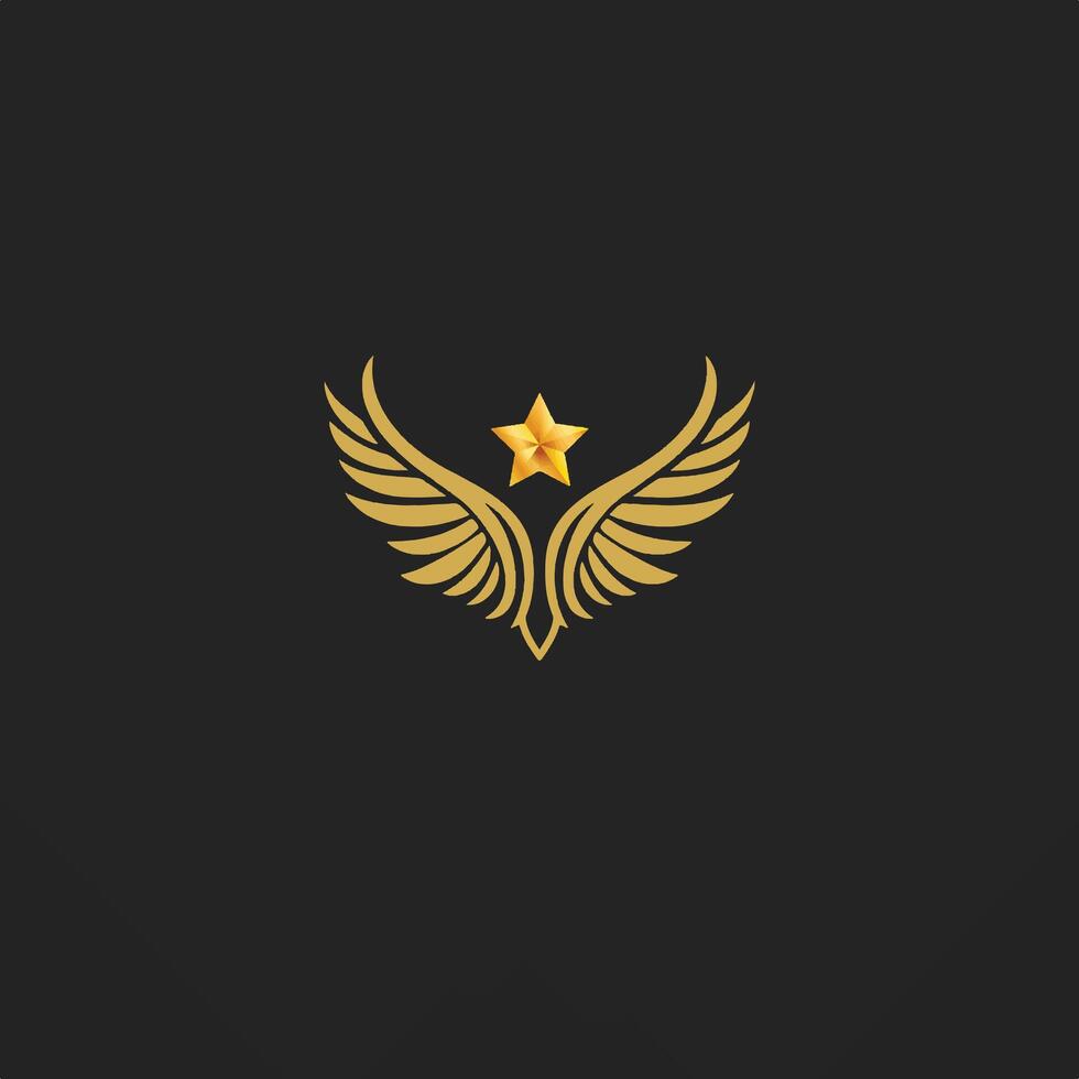 Black and gold wings creative design company logo. vector