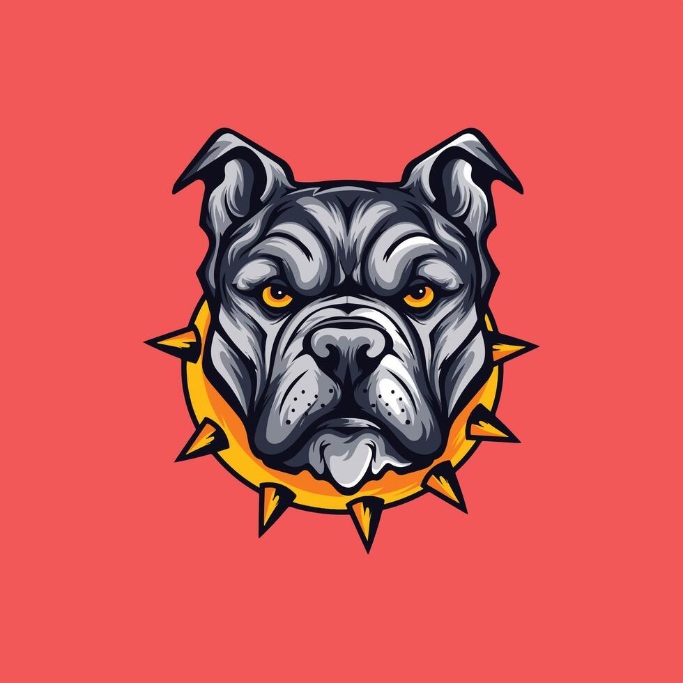 Black and yellow abstract bulldog head logo. vector