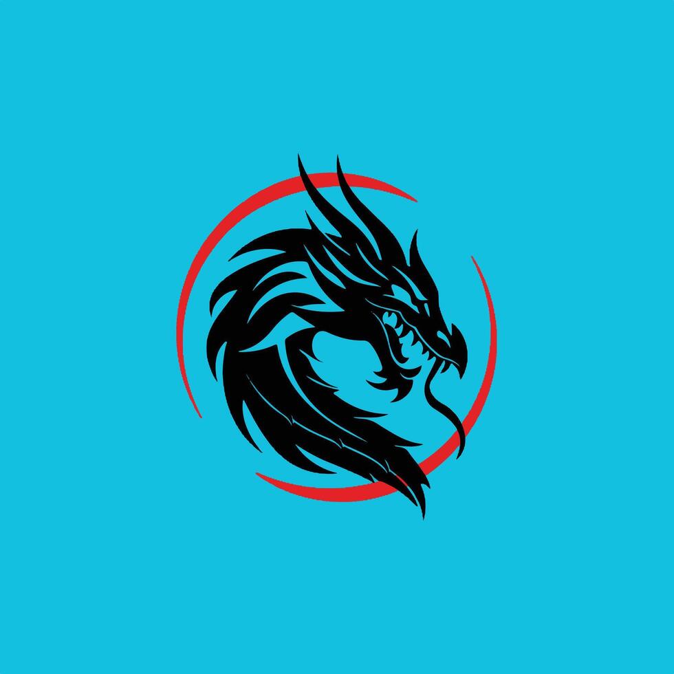 Red and black dragon E-Sports illustrative gaming logo. vector