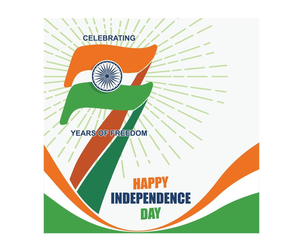 Celebrating India 77th Independence Day. Celebrated every August 15th. Independence Day India concept. Flat illustration. vector