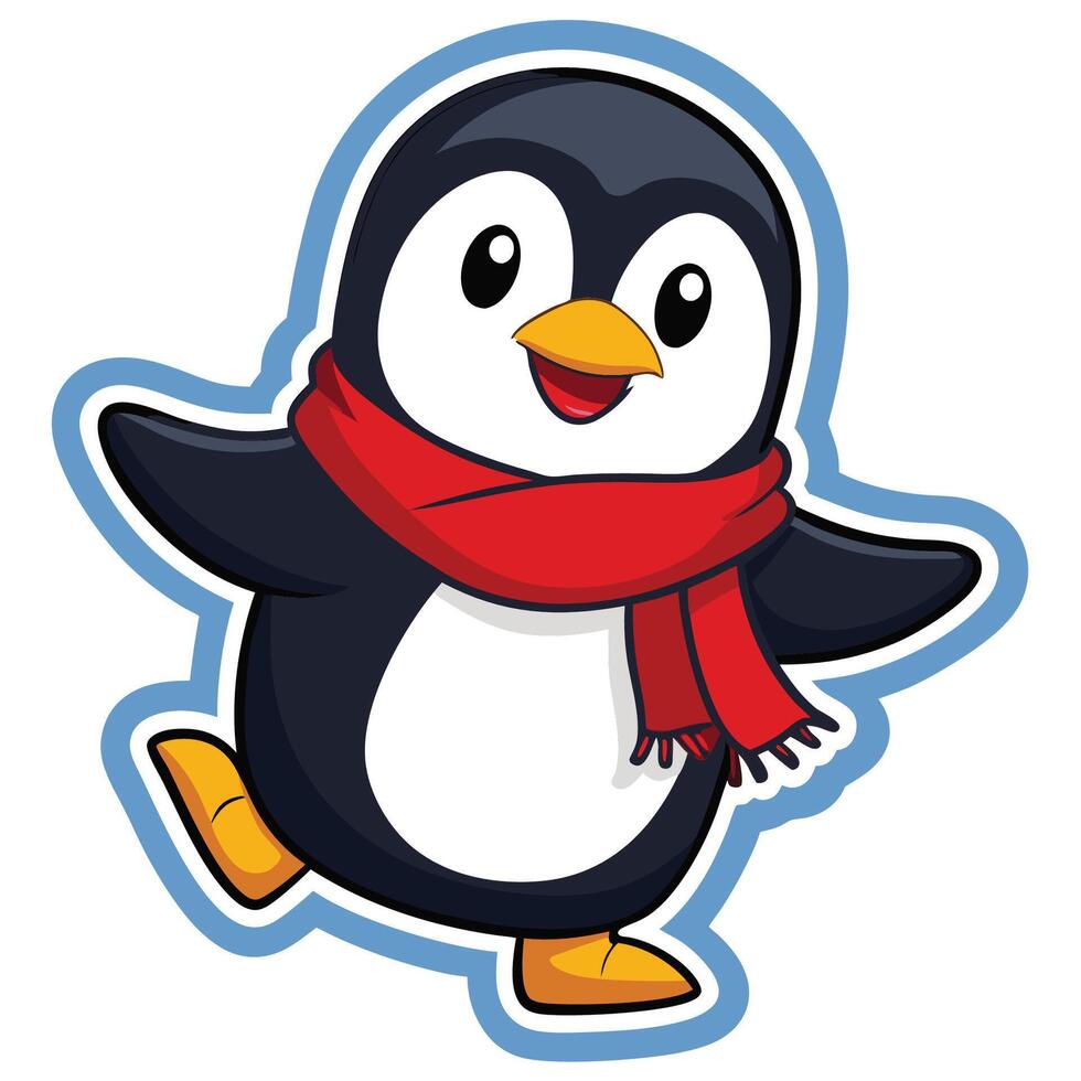 Adorable Penguin Wearing a Cozy Scarf for Warmth and Style vector
