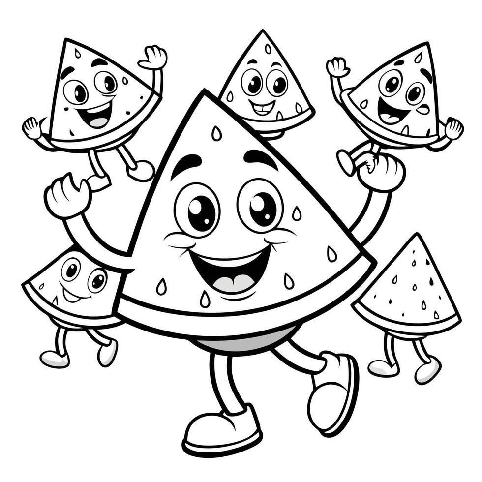 Delightful Watermelon Party Coloring Page for Imaginative Kids vector