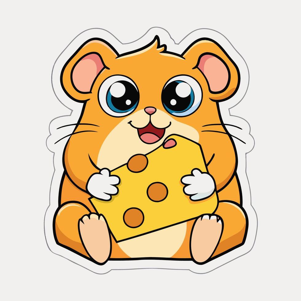 Adorable Hamster Indulges in Delectable Treat with Giant Food Morsel vector