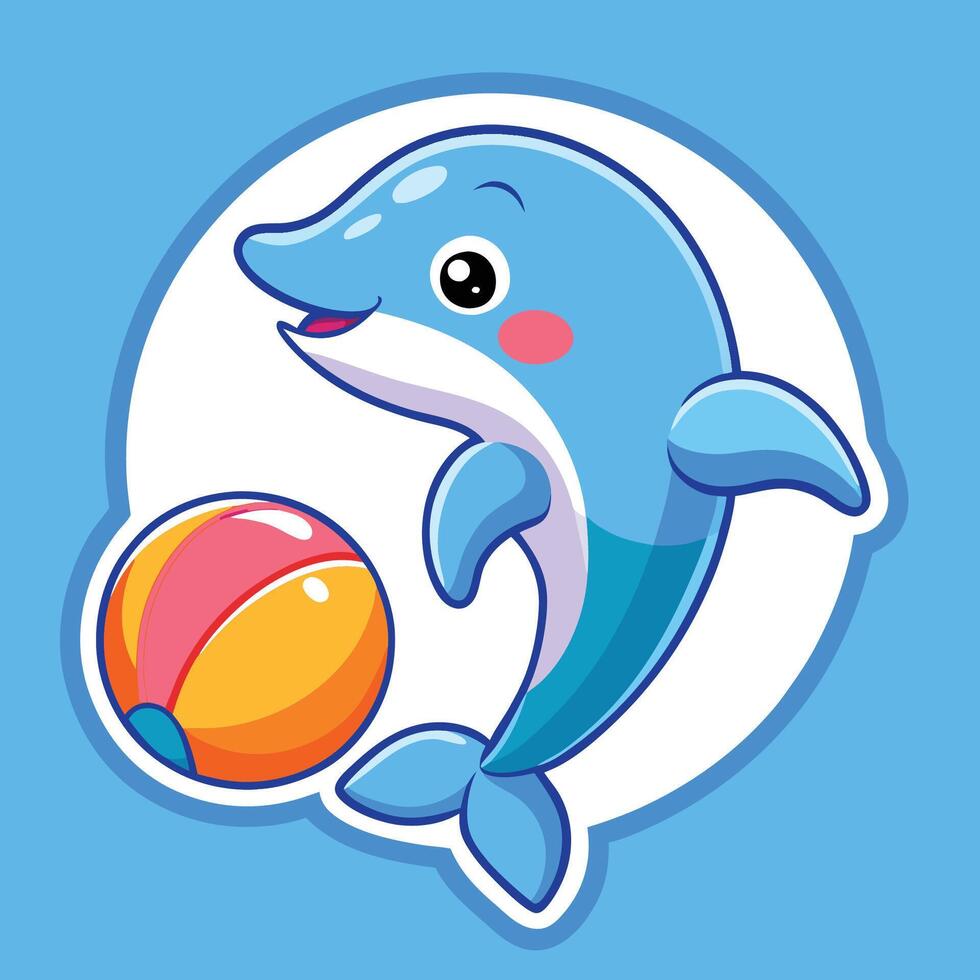 Friendly Dolphin Frolics Joyously with Vibrant Hues vector