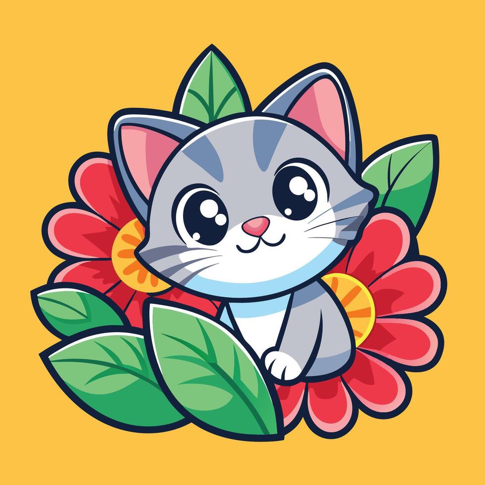 Curious Kitten Peeking Out from Behind a Corner with a Playful Expression vector
