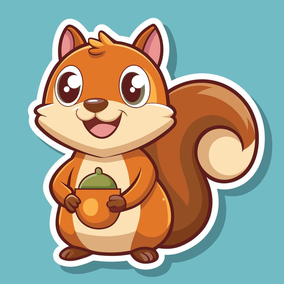 Cartoon Squirrel s Acorn Harvest A Delightful Animated Delicacy vector