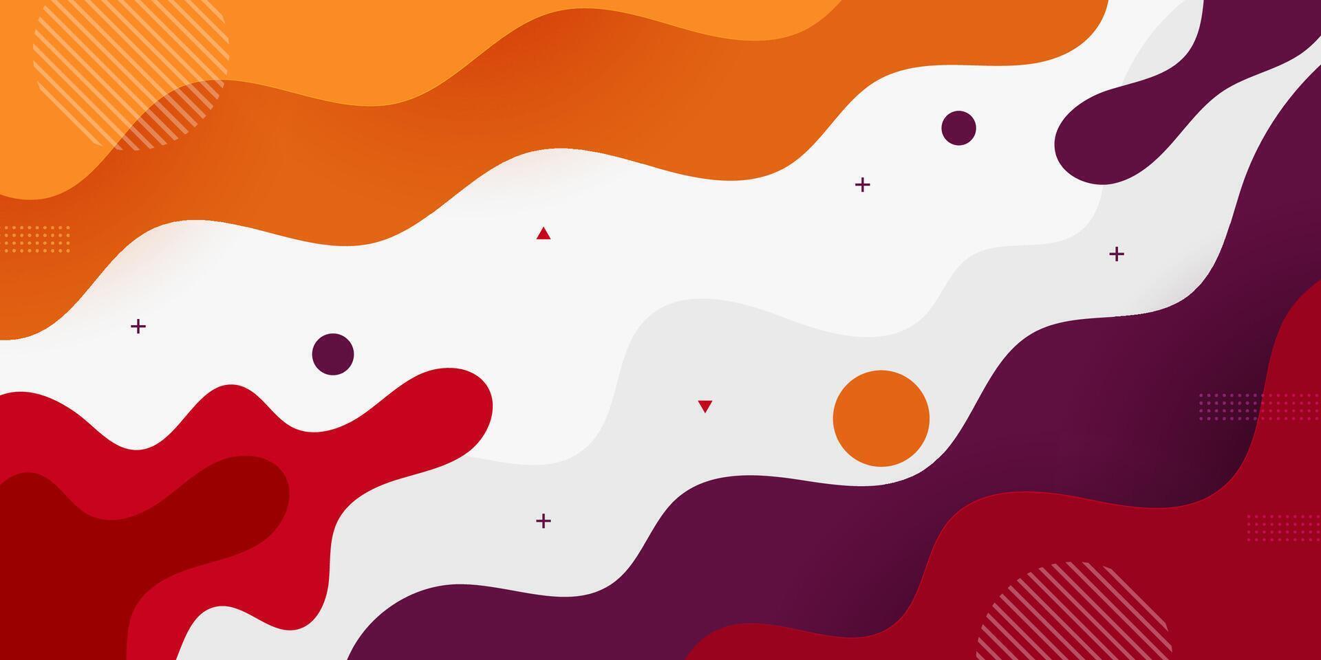 Red, purple and orange geometric business banner design. Creative banner design with wave shapes and lines for template. Simple design on white horizontal banner vector