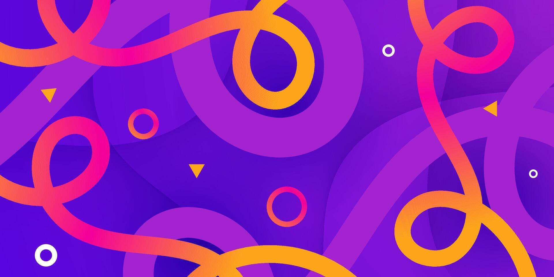 Abstract geometric 3D pattern background with dynamic purple and orange color. Colorful line pattern design. vector