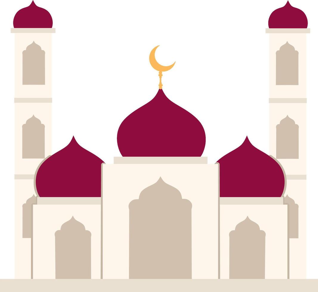 Masjid or Mosque Illustration With Maroon Dome vector