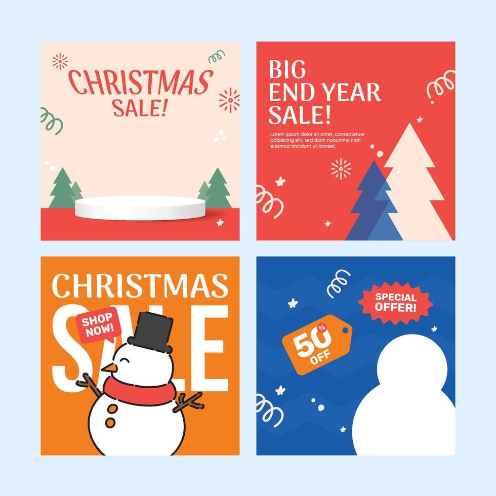 Christmas Sale Background Social Media Template Square vector