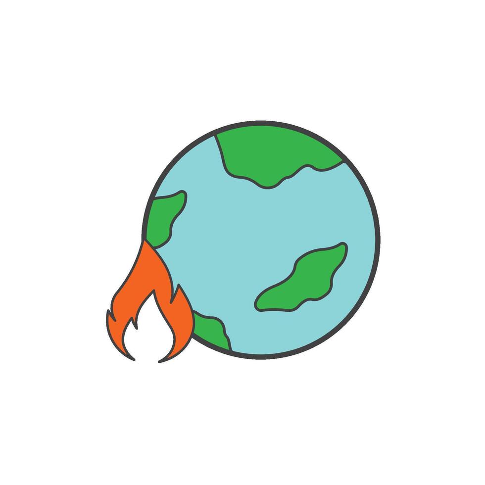 Globe with green landmasses on fire vector