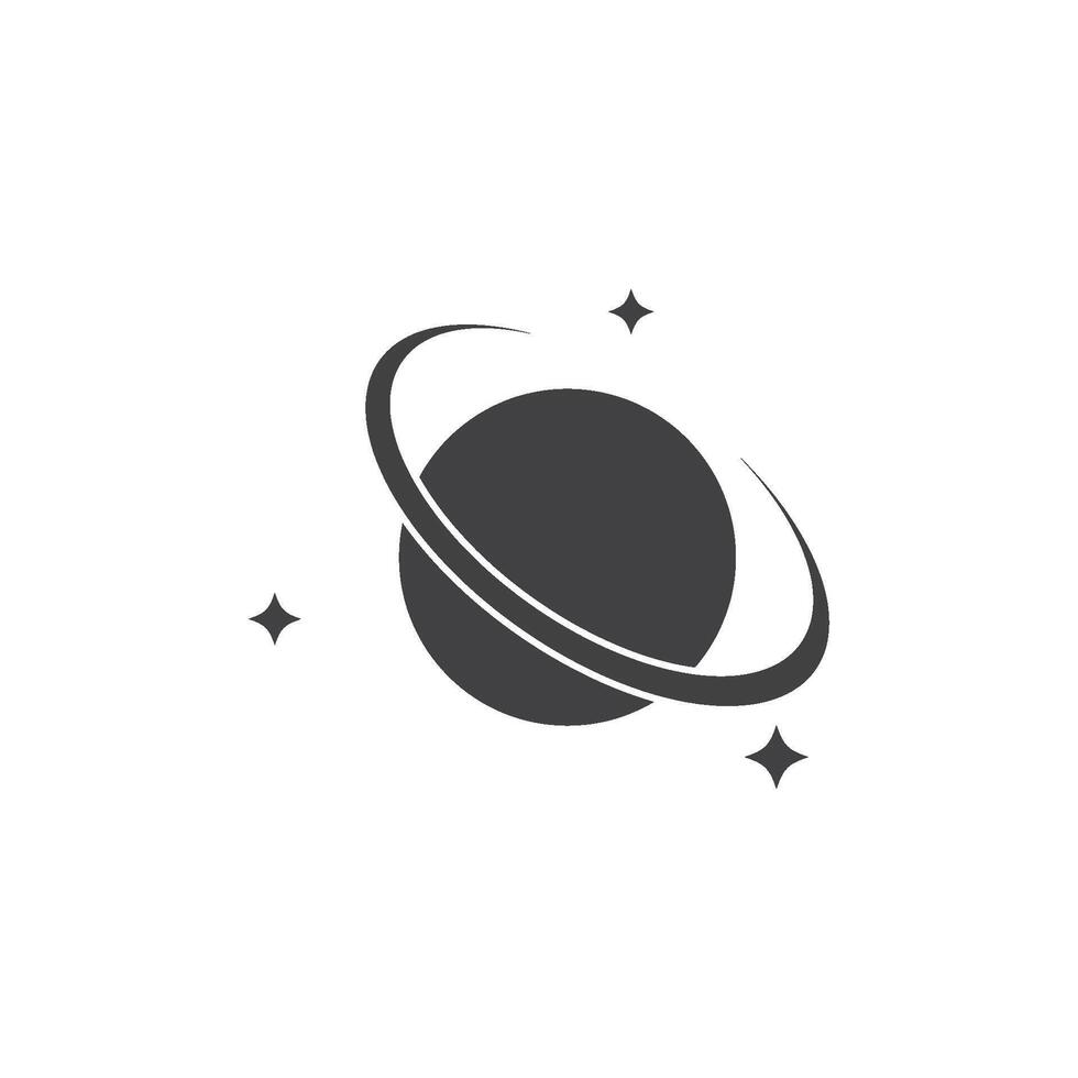 Planet with a ring system and three stars vector