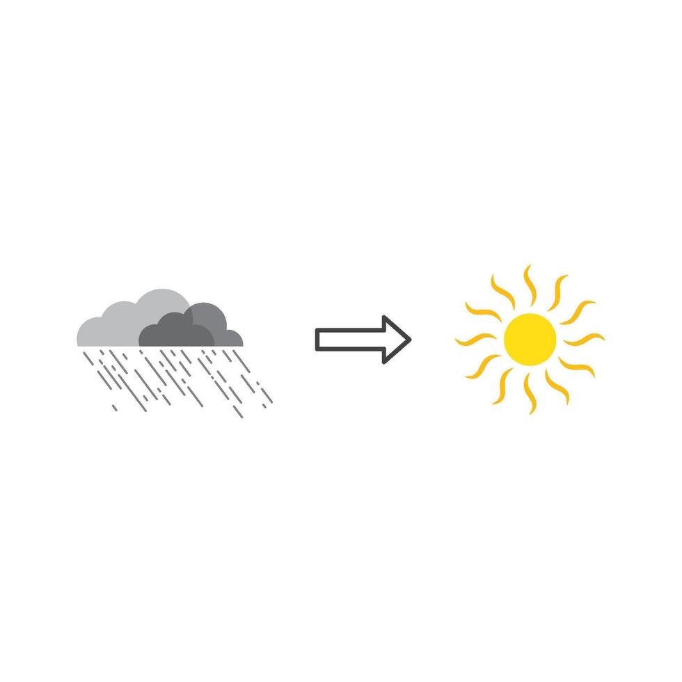 Rain cloud transitioning to sun with arrow vector
