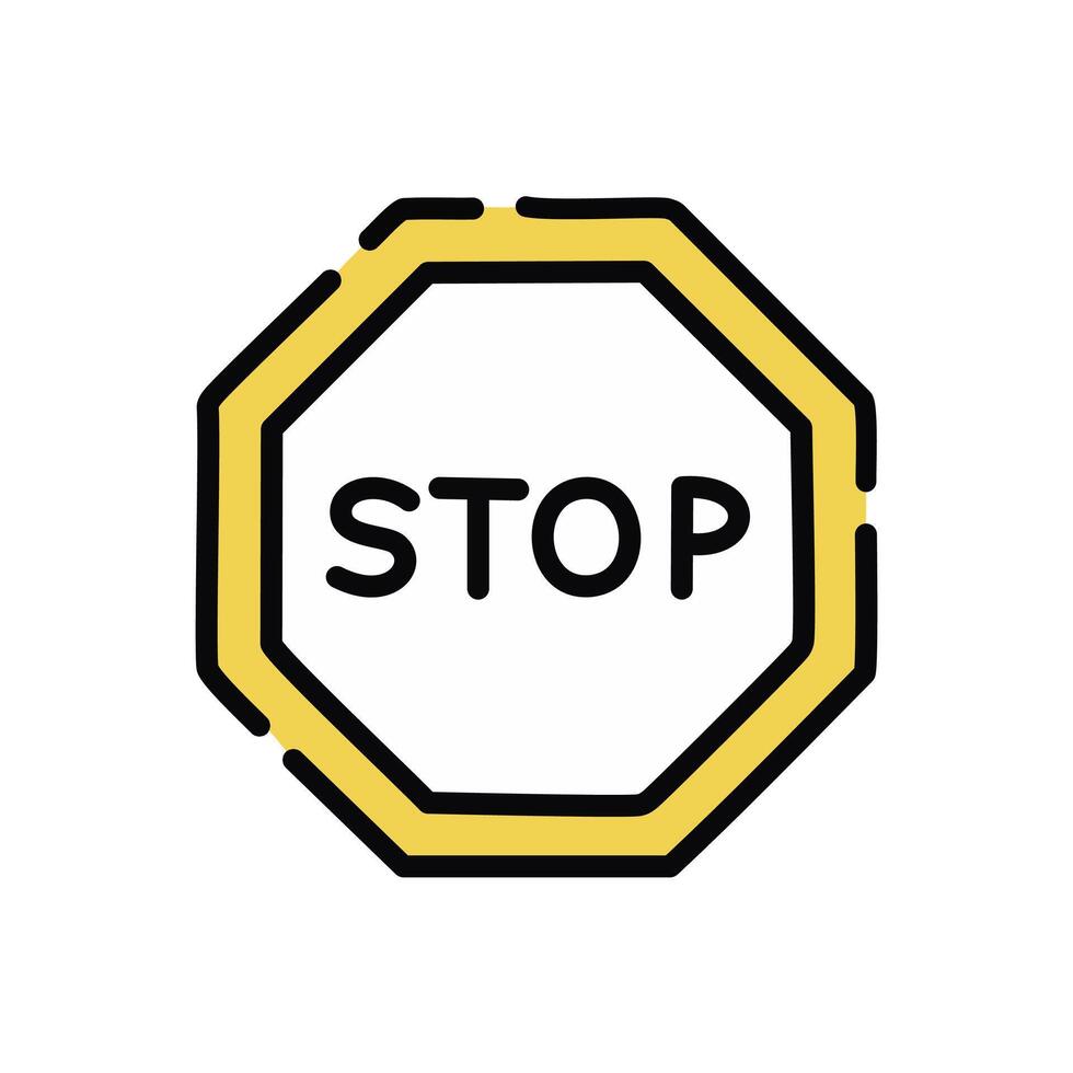 Traffic stop sign icon isolated on white background, Traffic halt sign transparent sign, linear symbol and stroke design elements in outline style vector