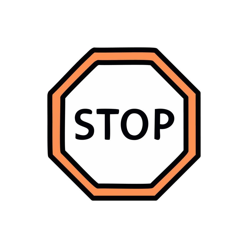 Traffic stop sign illustration, Isolated flat design icon. vector