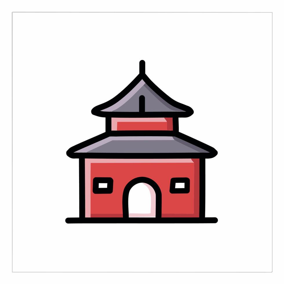 Icon of chinese building in flat style on white background vector