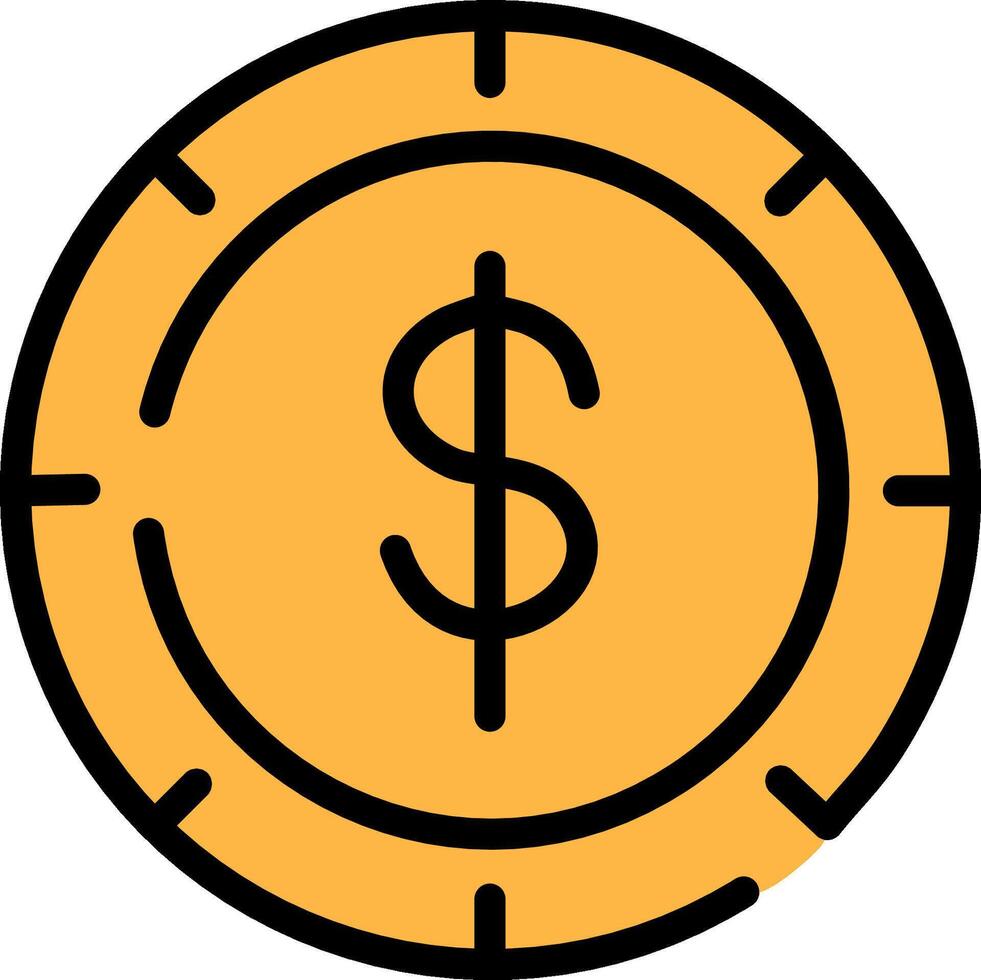 Dollar coin , Money related filled design editable outline icon vector