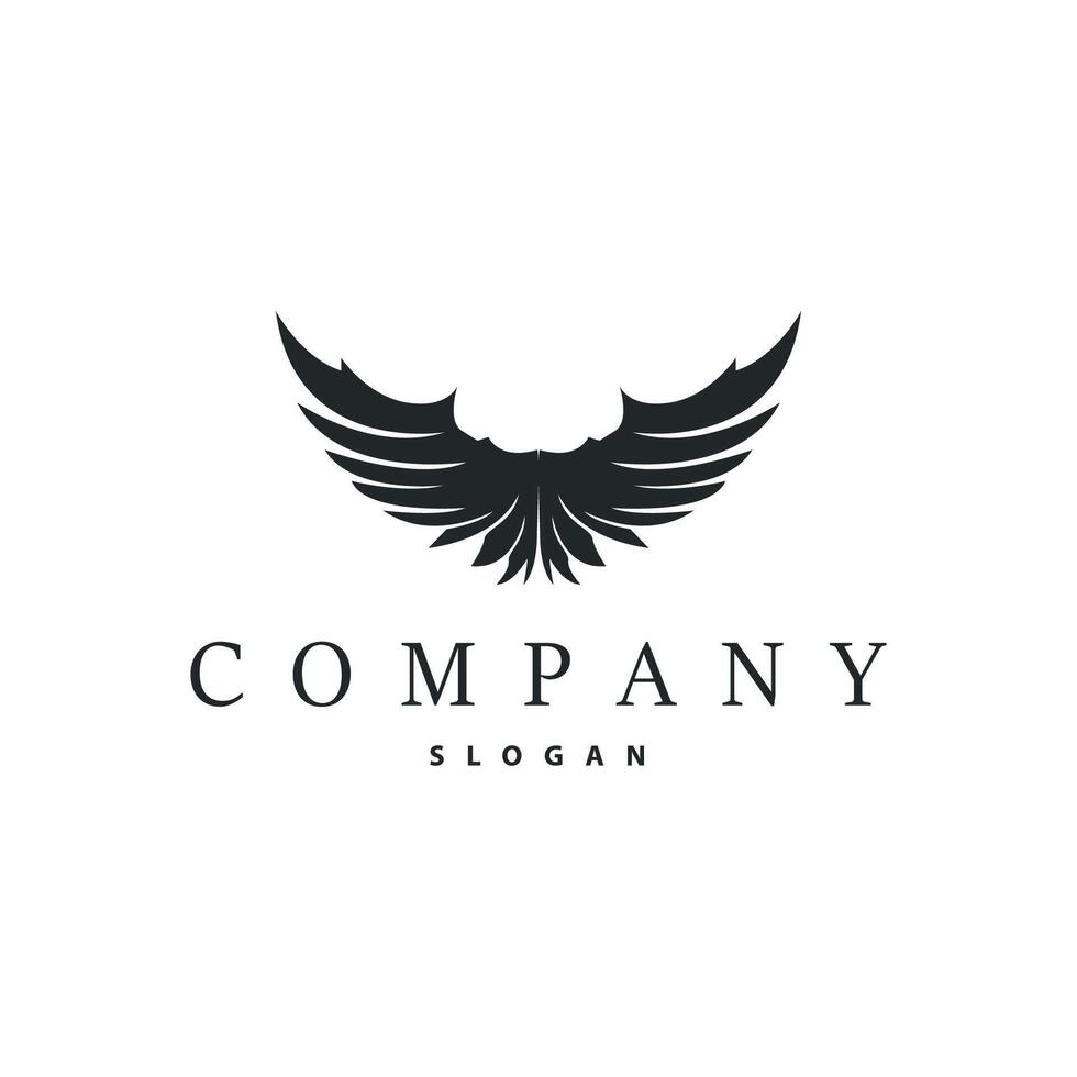 Black minimalist wing logo design concept vector