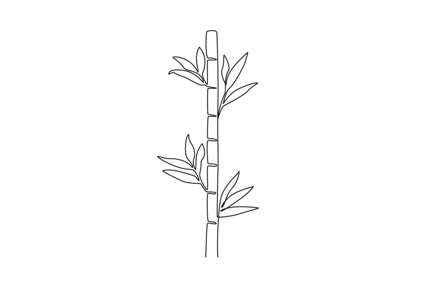 Continuous one line drawing bamboo trees for plantation decoration logo identity. Fresh evergreen perennial flowering plant concept for plant icon. Single line draw design graphic illustration vector