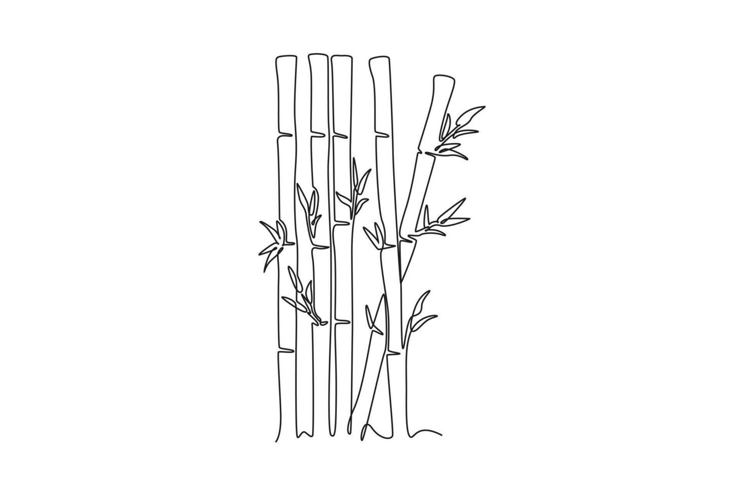 Continuous one line drawing bamboo trees for plantation decoration logo identity. Fresh evergreen perennial flowering plant concept for plant icon. Single line draw design graphic illustration vector