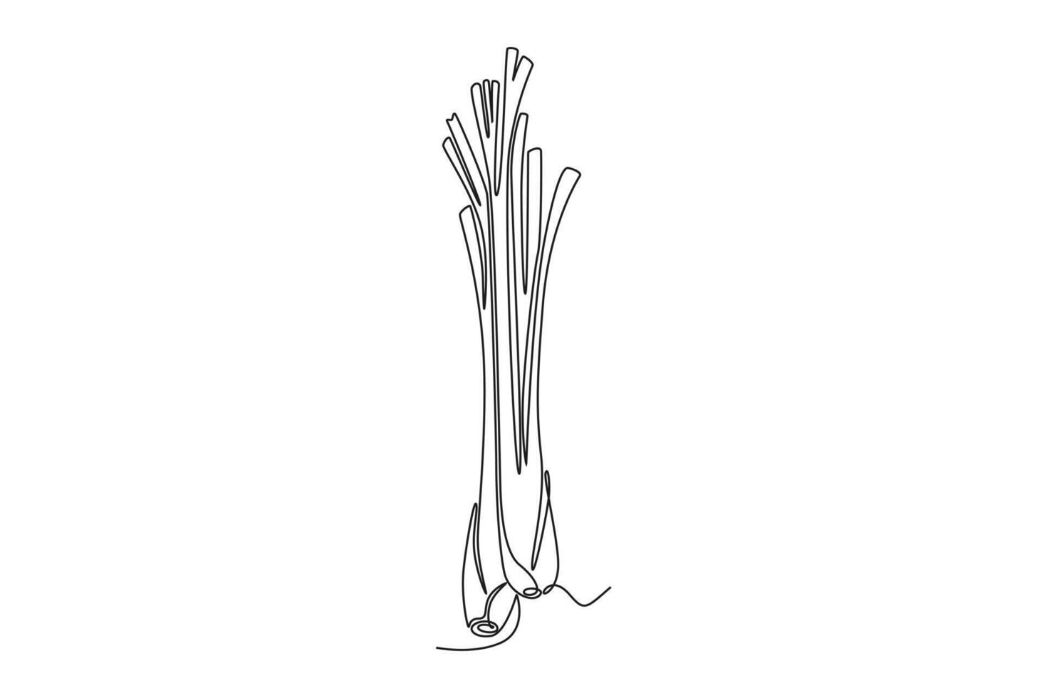 Single one line drawing of whole healthy organic lemongrass for farming logo identity. Fresh cymbopogon concept for grass vegetable icon. Modern continuous line draw design graphic illustration vector