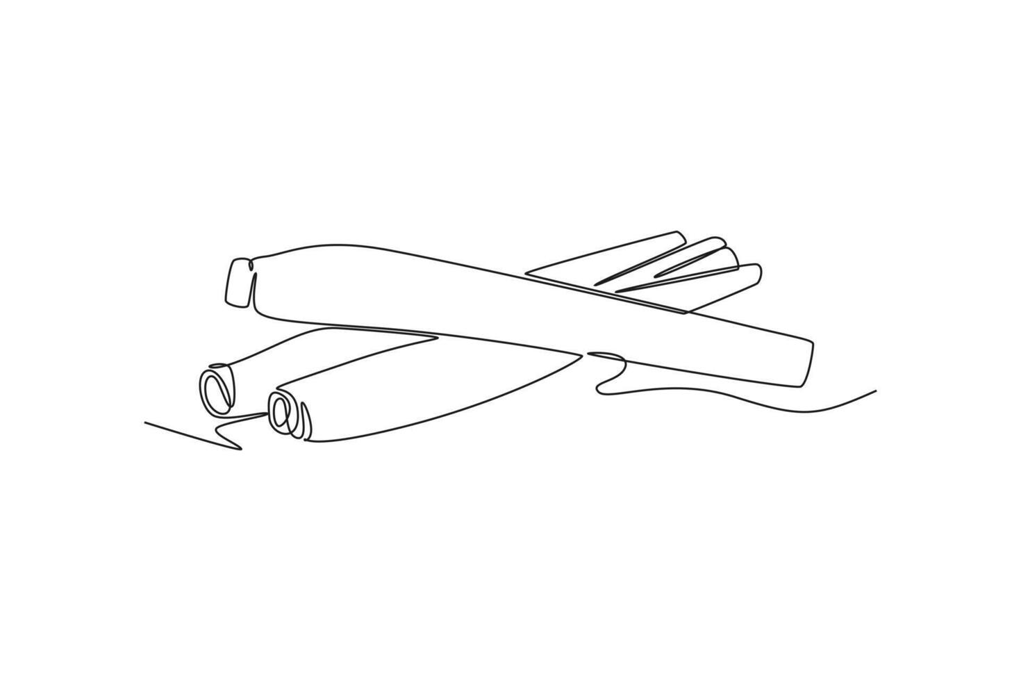 Single one line drawing of whole healthy organic lemongrass for farming logo identity. Fresh cymbopogon concept for grass vegetable icon. Modern continuous line draw design graphic illustration vector