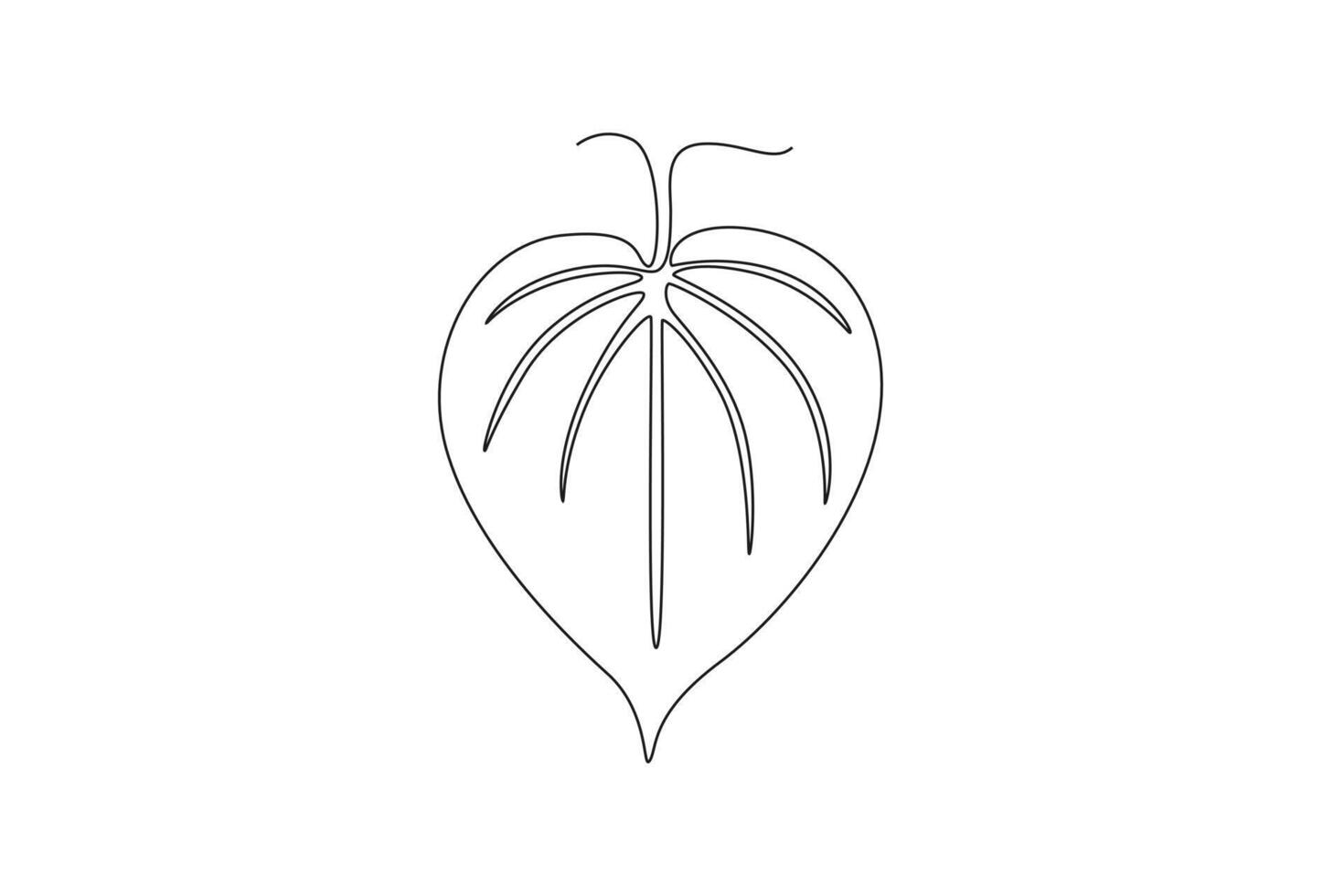 Single continuous line drawing whole healthy organic fresh betel leaf for farm logo identity. Mouth freshener utility concept for plant icon. Dynamic one line draw graphic design illustration vector