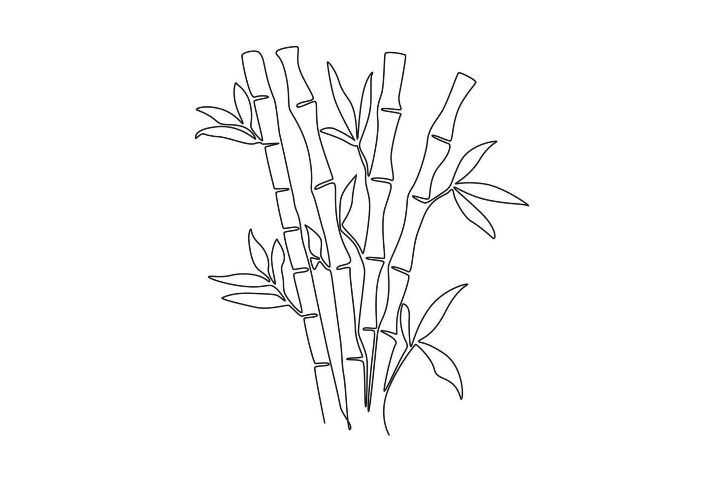 Continuous one line drawing bamboo trees for plantation decoration logo identity. Fresh evergreen perennial flowering plant concept for plant icon. Single line draw design graphic illustration vector